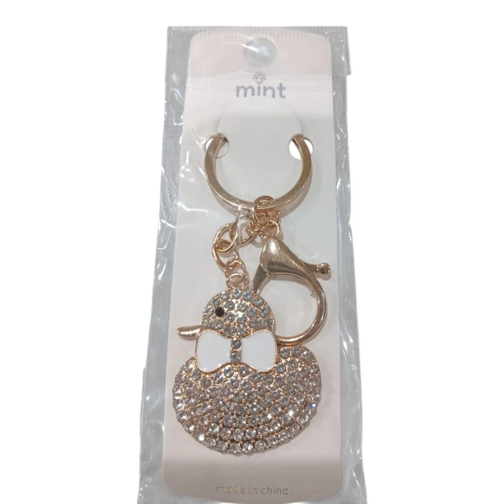Duck your Favorite Valentine! Cute Diamond Ducky Keychain Purse Backpack Charm!